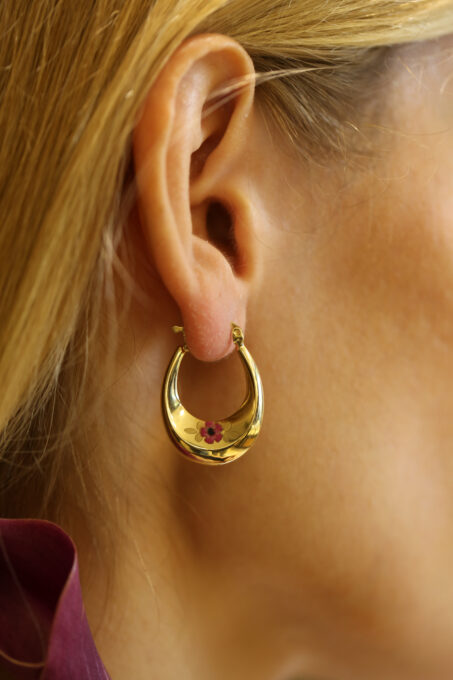 blossom hoops gold flower earrings