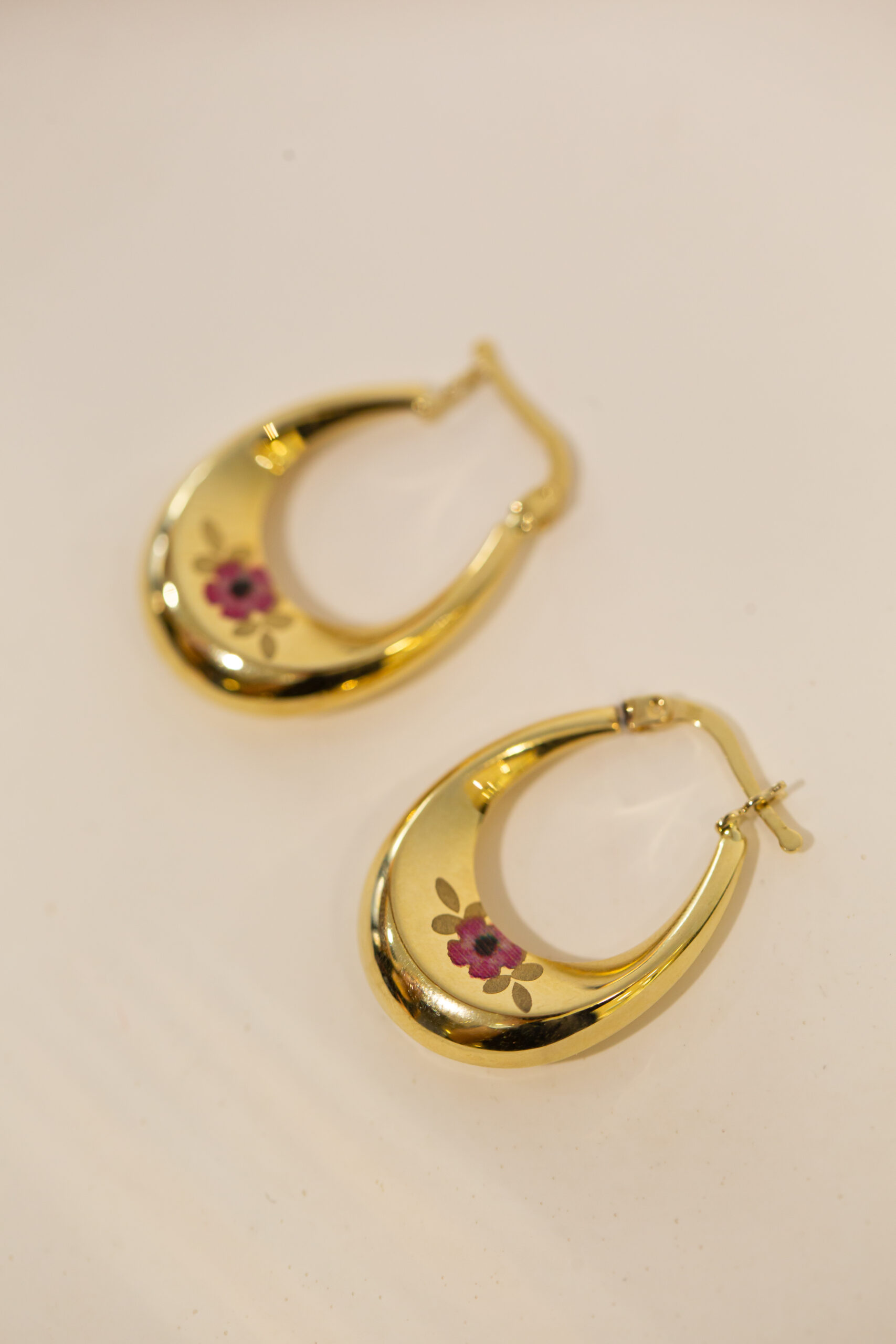 blossom hoops gold flower earrings