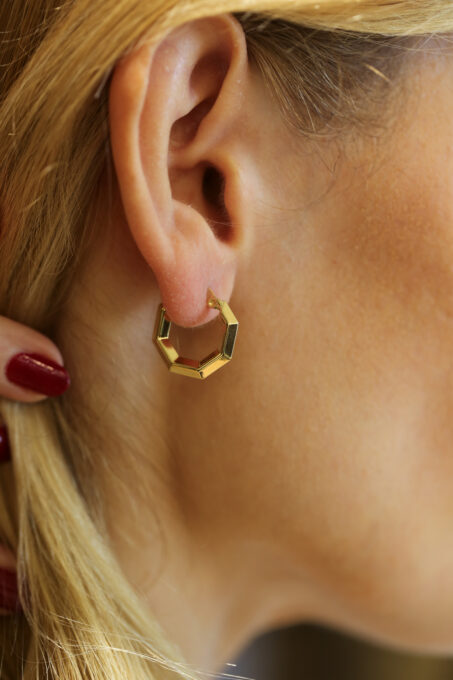 1.5 cm 3 mm hexagon hoop earrings