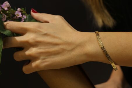 greek hieroglyph bracelet 14k gold
